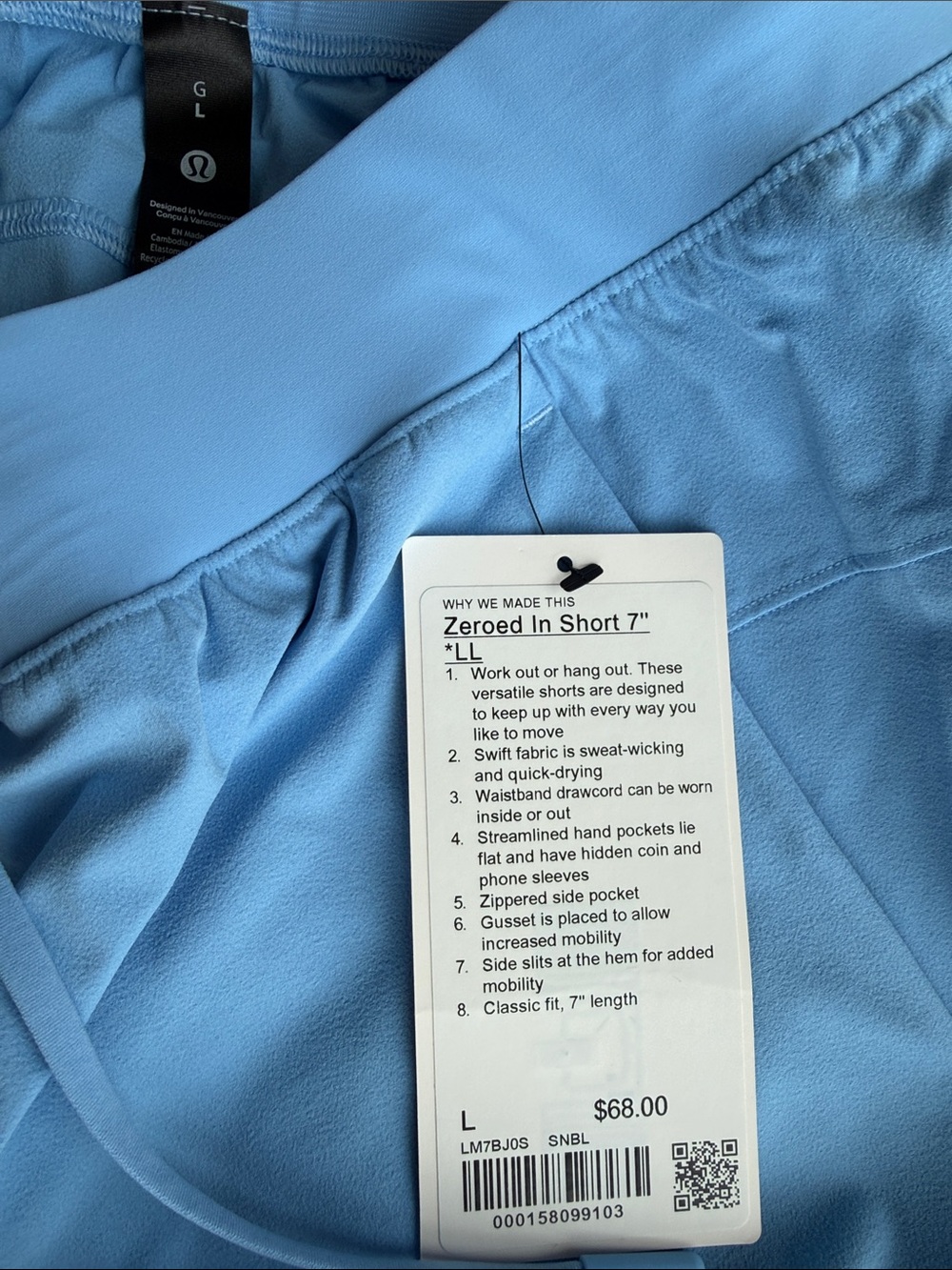 lululemon athletica Zeroed In Short 7" - Light Blue